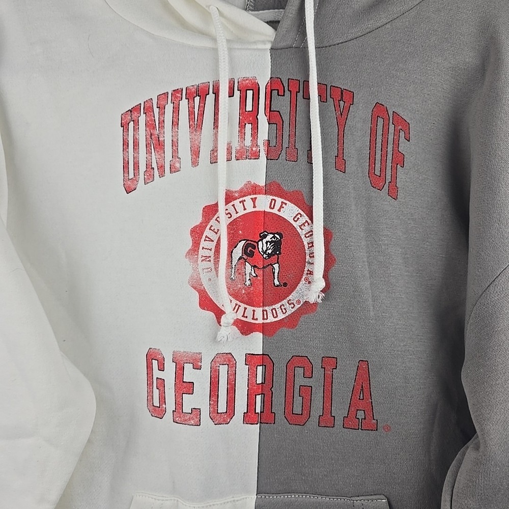 Gameday Couture University Of Georgia Hoodie Womens' Size L White Gray Split - Picture 3 of 9